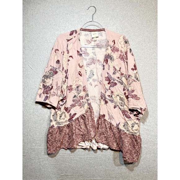 Knox Rose Cardigan Sweater Women's XL Multicolor Floral 100% Rayon Open Front - Picture 1 of 11